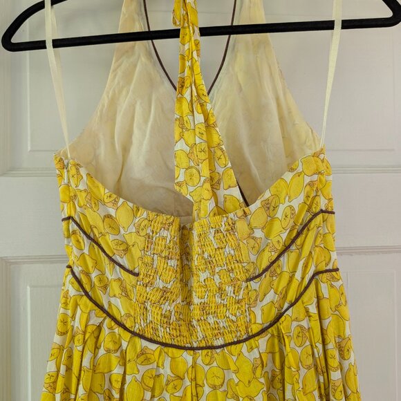 Anthropologie Moulinette Seours Lemon Halter Dress, Size 4 - Picture 7 of 9